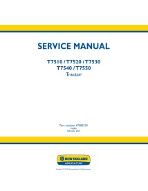 Manuel d'entretien pdf du tracteur New Holland T7510, T7520, T7530, T7540, T7550 - Nouvelle-Hollande Agriculture manuels - NH...