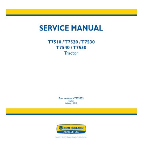 Manual de serviço pdf do trator New Holland T7510, T7520, T7530, T7540, T7550 - New Holland Agricultura manuais - NH-47505533