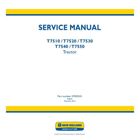 New Holland T7510, T7520, T7530, T7540, T7550 tractor pdf manual de servicio - Agricultura de Nueva Holanda manuales - NH-475...