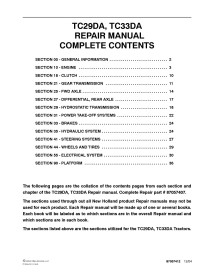 Manuel de réparation pdf du tracteur New Holland TC29DA, TC33DA - Nouvelle-Hollande Agriculture manuels - NH-87057407