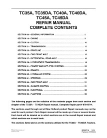 Manual de reparo pdf do trator New Holland TC35A, TC35DA, TC40A, TC40DA, TC45A, TC45DA - New Holland Agricultura manuais - NH...