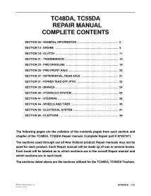 Manuel de réparation pdf du tracteur New Holland TC48DA, TC55DA - Nouvelle-Hollande Agriculture manuels - NH-87357371