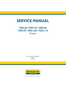 Manual de serviço pdf do trator New Holland TD5.65, TD5.75, TD5.85, TD5.95, TD5.105, TD5.115 - New Holland Agricultura manuai...