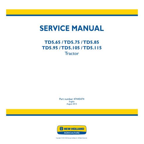 Manual de serviço pdf do trator New Holland TD5.65, TD5.75, TD5.85, TD5.95, TD5.105, TD5.115 - New Holland Agricultura manuai...