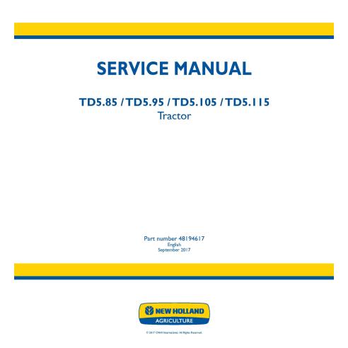 Manual de serviço pdf do trator New Holland TD5.85, TD5.95, TD5.105, TD5.115 - New Holland Agricultura manuais - NH-48194617