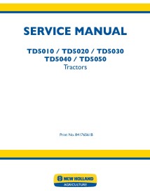 Manual de serviço pdf do trator New Holland TD5010, TD5020, TD5030, TD5040, TD5050 - New Holland Agricultura manuais - NH-841...