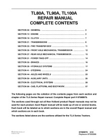 New Holland TL80A, TL90A, TL100A tractor pdf repair manual - New Holland Agriculture manuals - NH-87580875