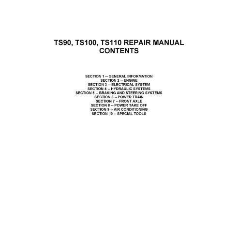 Manuel de réparation pdf des tracteurs New Holland TS90, TS100, TS110 - Nouvelle-Hollande Agriculture manuels - NH-86572172