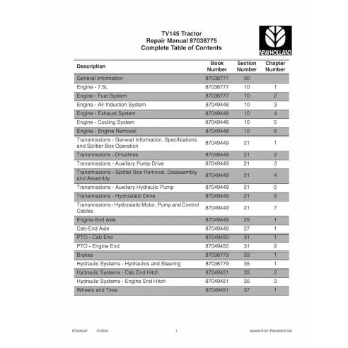 Manual de reparo pdf do trator New Holland TV145 - New Holland Agricultura manuais - NH-87038775