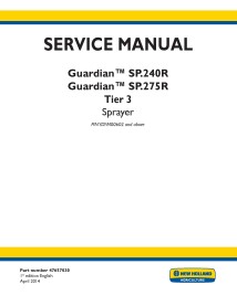 Manual de serviço em pdf do pulverizador New Holland Guardian SP.240R, SP.275R Tier 3 - New Holland Agriculture manuais