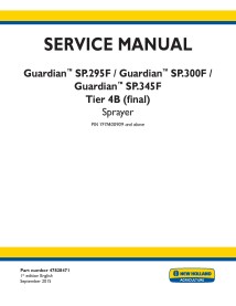 Manual de serviço em pdf do pulverizador New Holland Guardian SP.295F, SP.300F, SP.345F Tier 4B - New Holland Agriculture man...