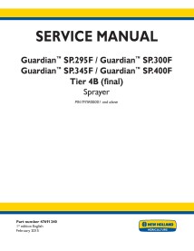 Manual de serviço em pdf do pulverizador New Holland Guardian SP.295F, SP.300F, SP.345F, SP.400F Tier 4B - New Holland Agricu...