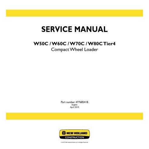 Manual de serviço em pdf da carregadeira de rodas New Holland W50C, W60C, W70C, W80C Tier4 - Construção New Holland manuais -...