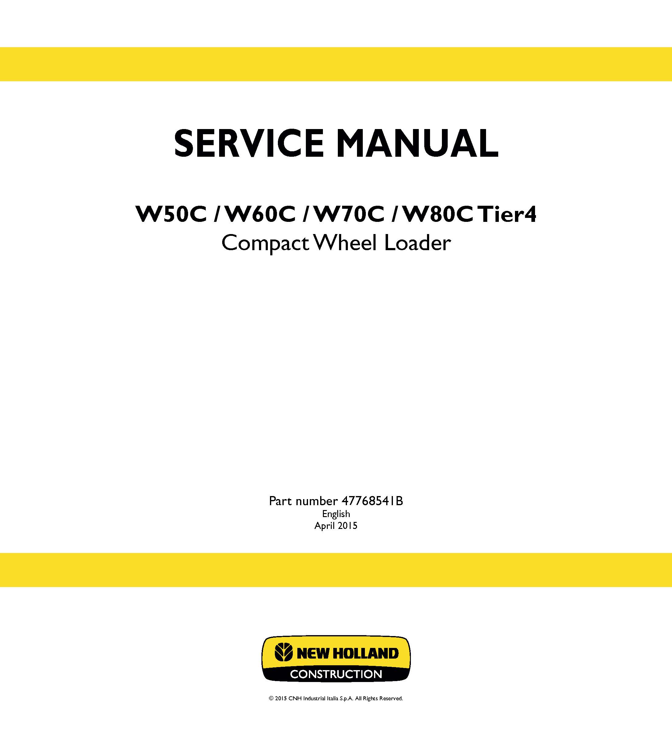 Manual De Serviço Em Pdf Da Carregadeira De Rodas New Holland W50C ...