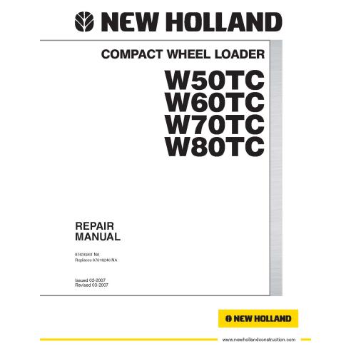 Manual de reparo em pdf da carregadeira de rodas New Holland W50C, W60C, W70C, W80C - Construção New Holland manuais - NH-876...