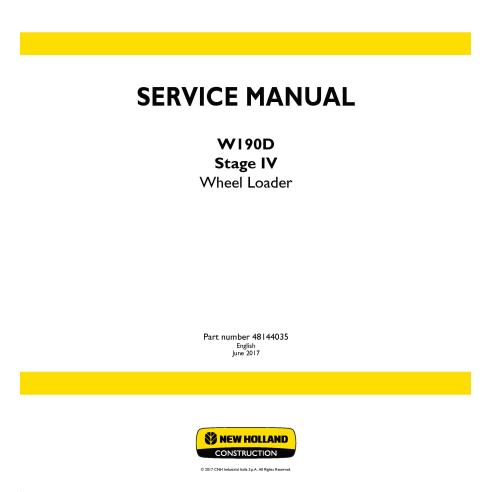 Manual de serviço em pdf da carregadeira de rodas New Holland W190D Stage IV - Construção New Holland manuais - NH-48144035