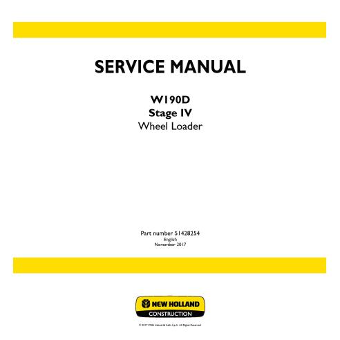 Manual de serviço em pdf da carregadeira de rodas New Holland W190D Stage IV - Construção New Holland manuais - NH-51428254