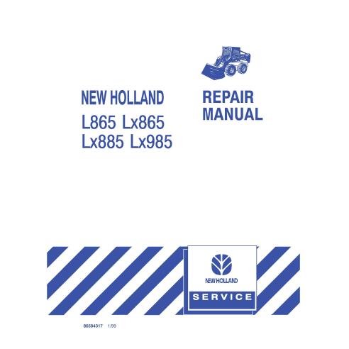 Manual de reparo em pdf do carregador de skid New Holland L865, Lx865, Lx885, Lx985 - Construção New Holland manuais - NH-865...