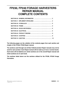 Manual de serviço em pdf da colheitadeira de forragem New Holland FP230, FP240 - Construção New Holland manuais - NH-86900642