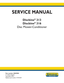 Manual de serviço em pdf do cortador-condicionador de disco New Holland Discbine 313, 316 - New Holland Agriculture manuais