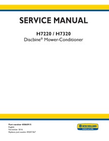 Manual de serviço em pdf do cortador-condicionador de disco New Holland H7220, H7320 - New Holland Agriculture manuais