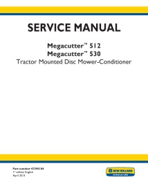 Manual de serviço em pdf do cortador-condicionador de disco New Holland Megacutter 512, 530 - New Holland Agriculture manuais