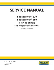 New Holland Speedrower 220, 260 Tier 4B PIN YGG677501 + windrower automotor manual de serviço em pdf - Construção New Holland...