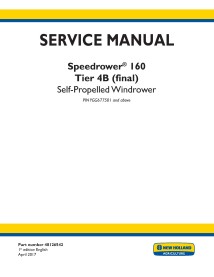 New Holland Speedrower 160 Tier 4B PIN YGG677501 + hileradora autopropulsada manual de servicio pdf - Construcción New Hollan...