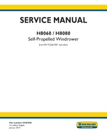 New Holland H8060, H8080 self-propelled windrower pdf service manual  - New Holland Construction manuals - NH-47487696