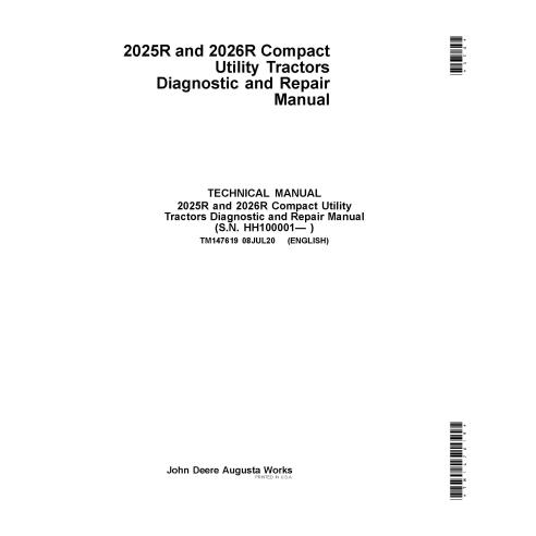 Manuel de diagnostic et de réparation pdf du tracteur compact John Deere 2025R, 2026R - John Deere manuels - JD-TM147619