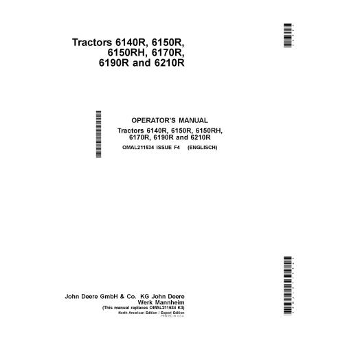 Manuel d'utilisation du tracteur John Deere 6140R, 6150R, 6150RH, 6170R, 6190R, 6210R pdf - John Deere manuels - JD-OMAL211534