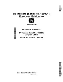 Manuel d'utilisation du tracteur John Deere 8R 230, 250, 280, 310, 340, 370, 410 pdf - John Deere manuels - JD-OMRE597269