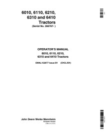 JD-OMAL152877 Manual del operador del tractor John Deere 6010, 6110, 6210, 6310, 6410 (OMAL152877)
