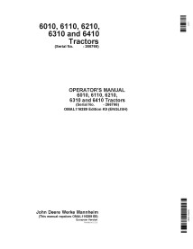 JD-OMAL116289 Manual do operador do trator John Deere 6010, 6110, 6210, 6310, 6410 (OMAL116289)