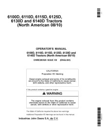 John Deere 6100D, 6110D, 6115D, 6125D, 6130D, 6140D tractor pdf manual del operador - John Deere manuales - JD-OMRE283529