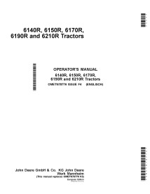 John Deere 6140R, 6150R, 6170R, 6190R, 6210R manual do operador pdf do trator - John Deere manuais - JD-OMETN78776