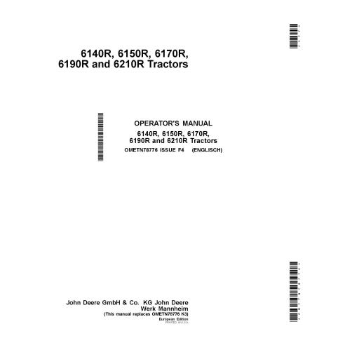 John Deere 6140R, 6150R, 6170R, 6190R, 6210R tractor pdf manual del operador - John Deere manuales - JD-OMETN78776