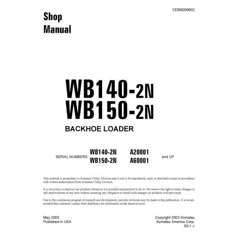 Komatsu WB140-2N, WB150-2N SN A20001 + retroexcavadora manual de tienda en pdf - Komatsu manuales - KOMATSU-CEBD009802