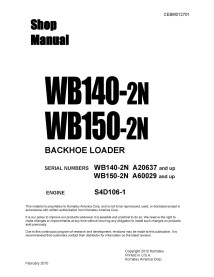 Komatsu WB140-2N, WB150-2N SN A20001+ backhoe loader pdf shop manual  - Komatsu manuals - KOMATSU-CEBM012701