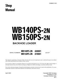 Komatsu WB140PS-2N, WB150PS-2N SN A40001 + retroexcavadora manual de tienda en pdf - Komatsu manuales - KOMATSU-CEBD011100