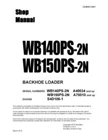 Komatsu WB140PS-2N, WB150PS-2N SN A40034+ backhoe loader pdf shop manual  - Komatsu manuals - KOMATSU-CEBM012801