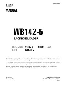 Komatsu WB142-5 backhoe loader pdf shop manual  - Komatsu manuals - KOMATSU-CEBM018903