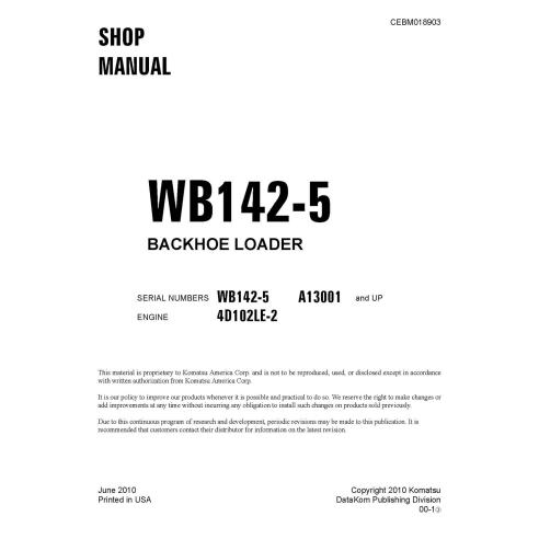 Komatsu WB142-5 backhoe loader pdf shop manual  - Komatsu manuals - KOMATSU-CEBM018903
