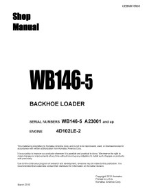 Komatsu WB146-5 backhoe loader pdf shop manual  - Komatsu manuals - KOMATSU-CEBM016503