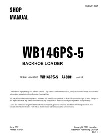 Manuel d'atelier pdf de la chargeuse-pelleteuse Komatsu WB146PS-5 - Komatsu manuels - KOMATSU-CEBM018501
