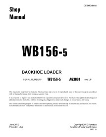 Komatsu WB156-5 backhoe loader pdf shop manual  - Komatsu manuals - KOMATSU-CEBM016602