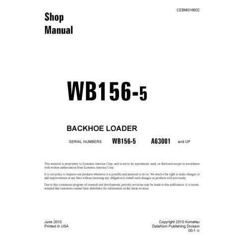 Komatsu WB156-5 backhoe loader pdf shop manual  - Komatsu manuals - KOMATSU-CEBM016602