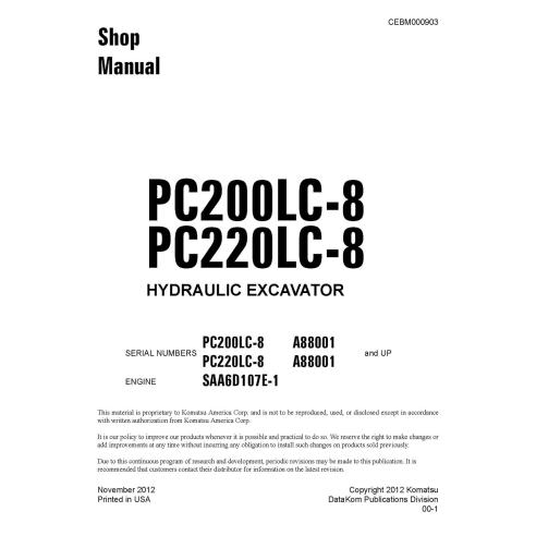 Excavadora hidráulica Komatsu PC200LC-8, PC220LC-8 A88001 y superior manual de la tienda pdf - Komatsu manuales - KOMATSU-CEB...