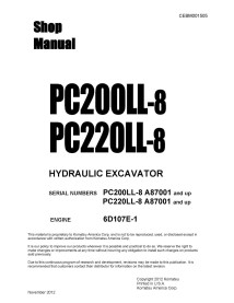 Komatsu PC200LL-8, PC220LL-8 A87001 and up hydraulic excavator pdf shop manual - Komatsu manuals - KOMATSU-CEBM001505