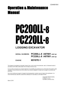 Komatsu PC200LC-8, PC220LC-8 A87001 et plus manuel d'utilisation et d'entretien de l'excavatrice hydraulique pdf - Komatsu ma...